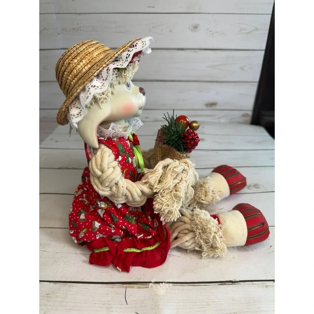 House of Lloyd Flossie Rabbit Figurine‎ 1993 Porcelain Face w/ Box Christmas Vtg